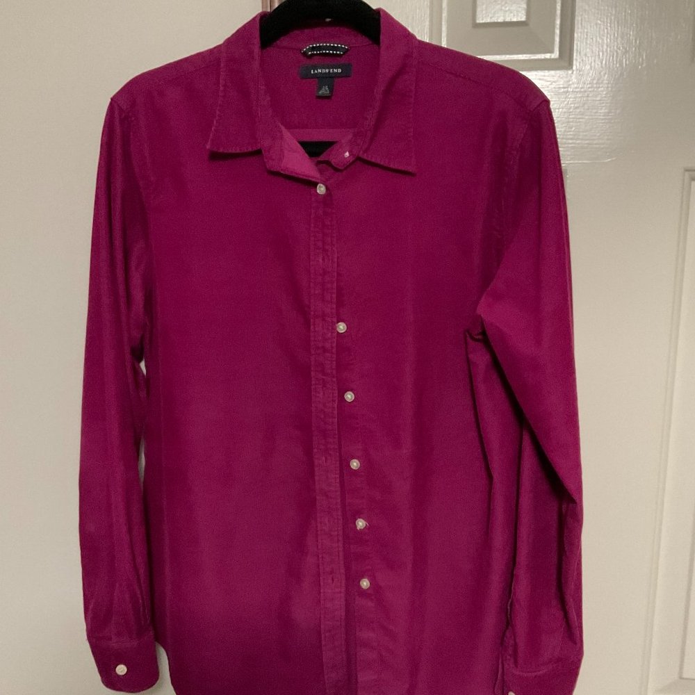 Lands End Wine Colored Cordoury shirt